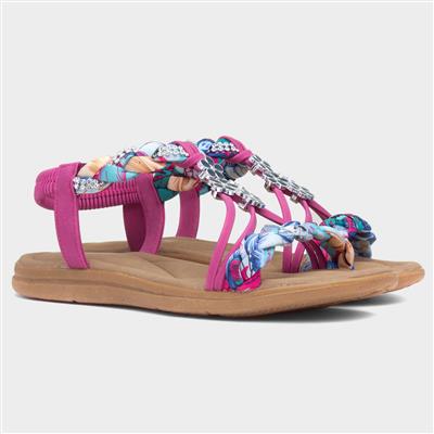 Simone Womens Fuchsia Ribbon Twist Sandal