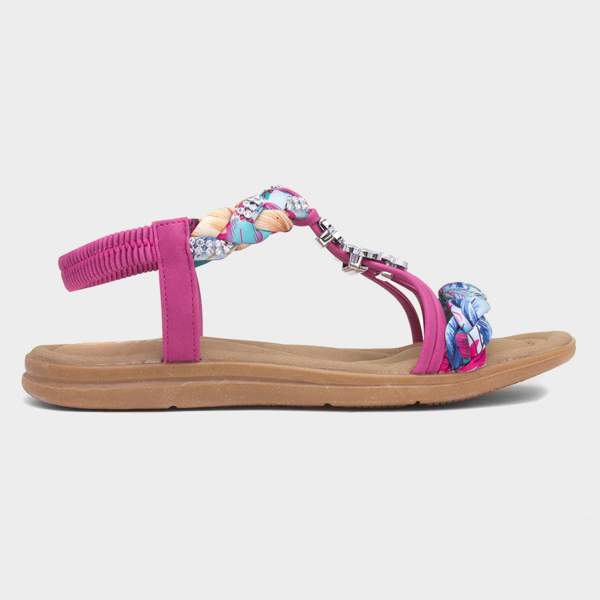 Simone Womens Fuchsia Ribbon Twist Sandal