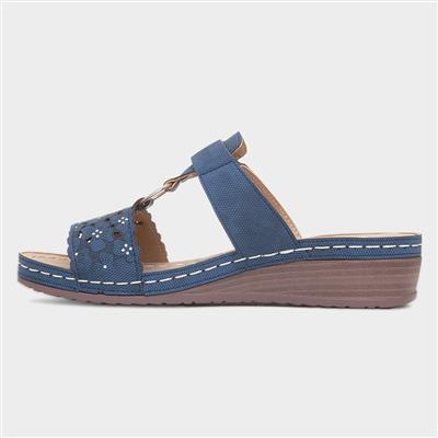 Womens Navy Mule Sandal