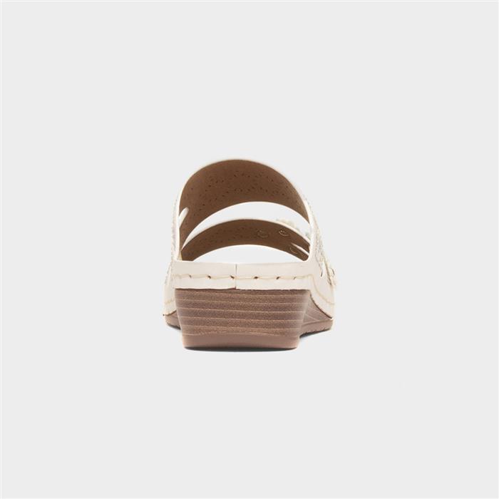 Womens White Diamante Wedge Mule Sandal