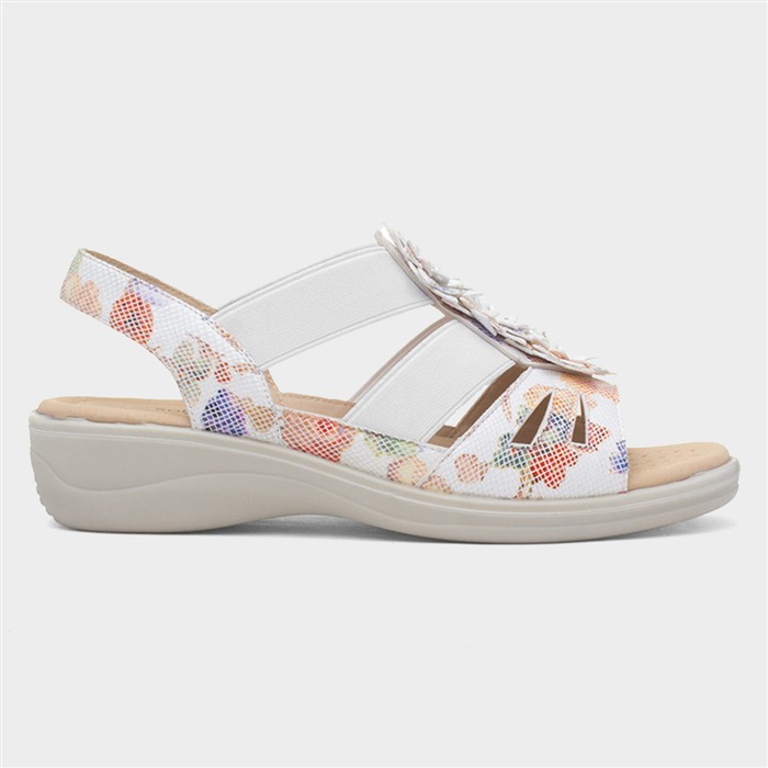 Womens White Wedge Flower Slip On Sandal