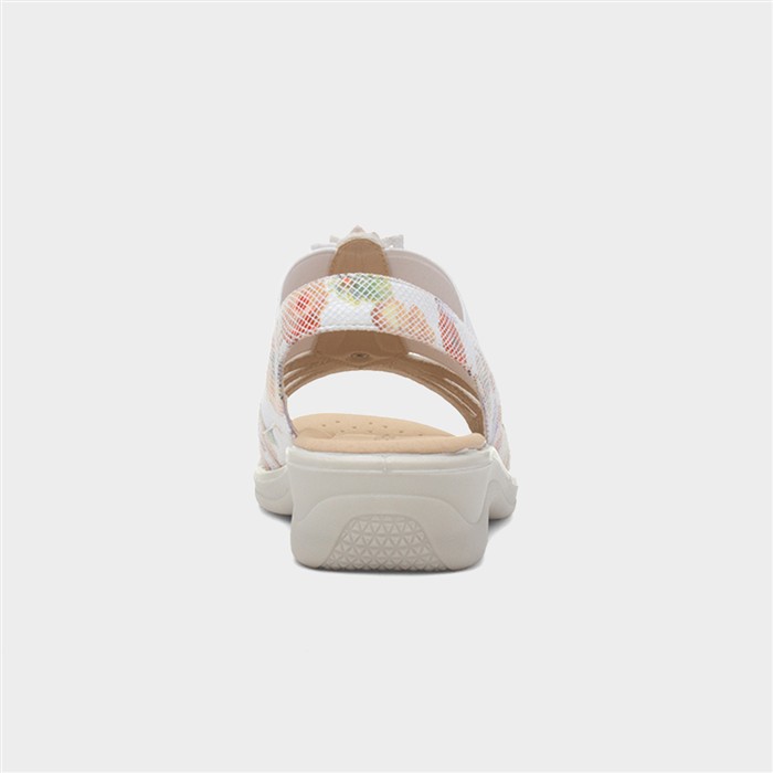 Womens White Wedge Flower Slip On Sandal