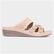 Lilley Womens Nude Diamante Wedge Mule Sandal (Click For Details)