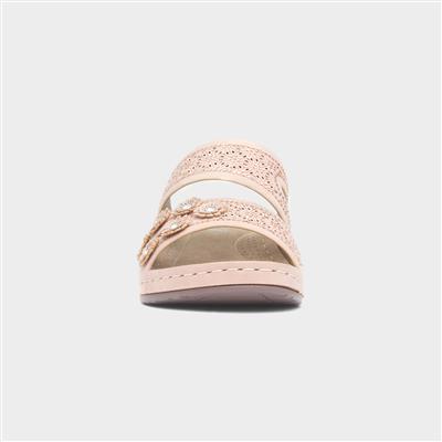 Sissy Womens Nude Diamante Wedge Sandal