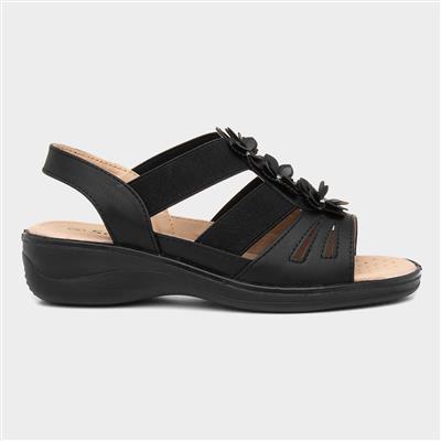 Womens Black Strappy Comfort Sandal