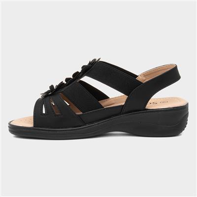 Womens Black Comfort Sandal