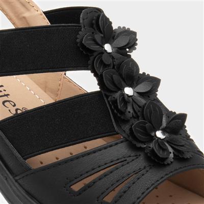 Softlites Sylvia Womens Black Comfort Sandal-19774 | Shoe Zone