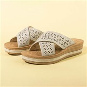 Lilley Womens Beige Wedge Mule Diamante Sandal (Click For Details)