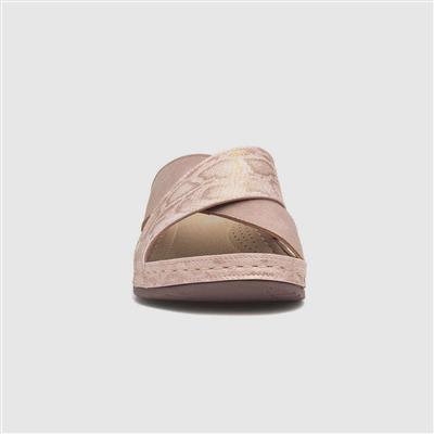Womens Nude Wedge Mule Sandal