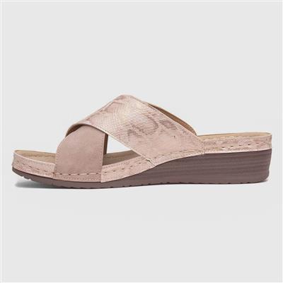 Womens Nude Wedge Mule Sandal