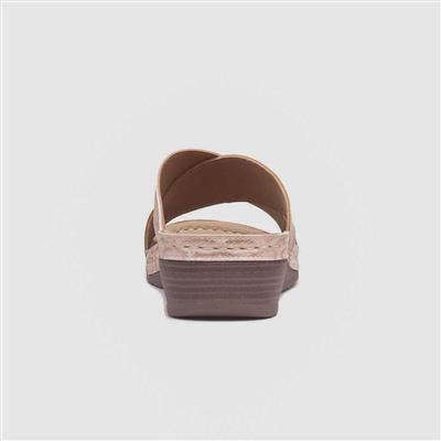 Womens Nude Wedge Mule Sandal
