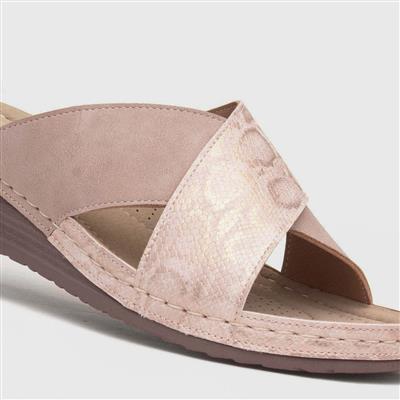 Womens Nude Wedge Mule Sandal