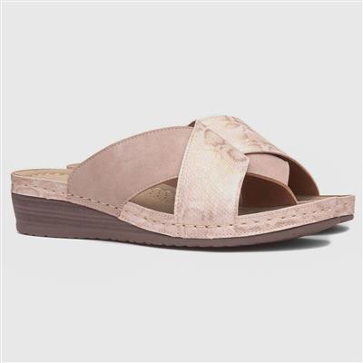 Womens Nude Wedge Mule Sandal