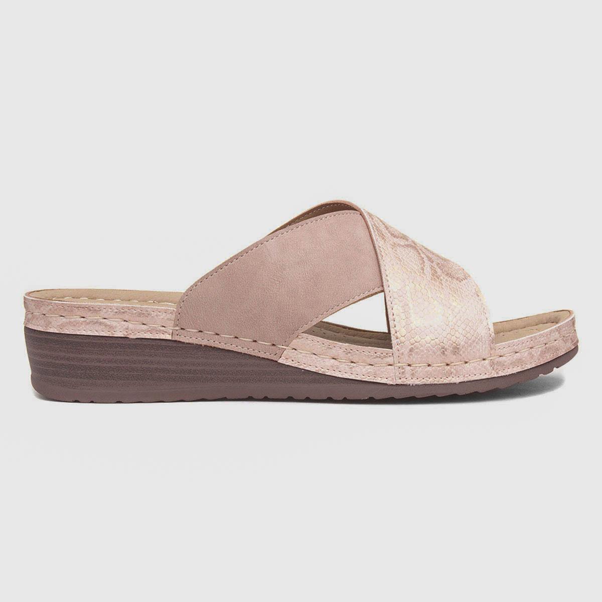 Womens Nude Wedge Mule Sandal