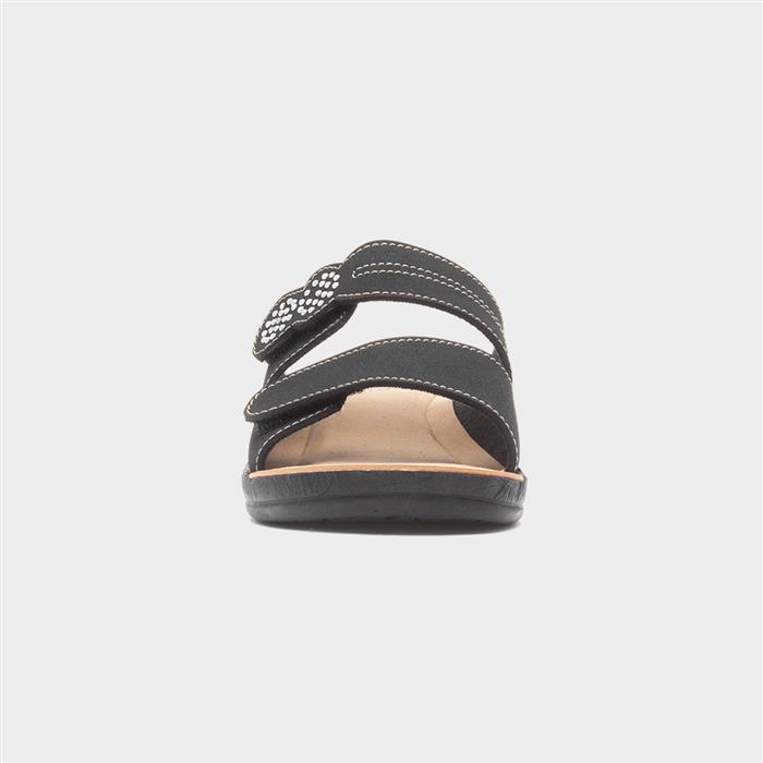 Womens Black Easy Fasten Mule Sandal