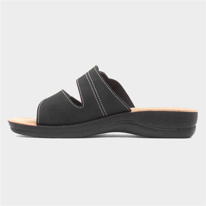 Womens Black Easy Fasten Mule Sandal