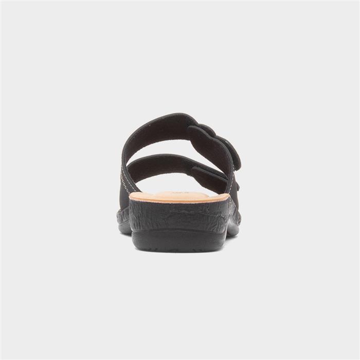 Womens Black Easy Fasten Mule Sandal