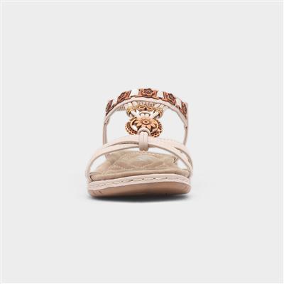 Saskia Womens Beige Beaded Sandal
