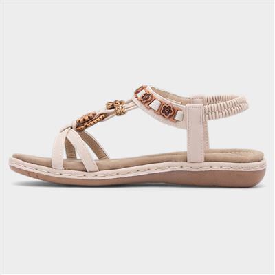 Saskia Womens Beige Beaded Sandal