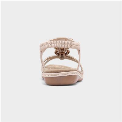 Saskia Womens Beige Beaded Sandal