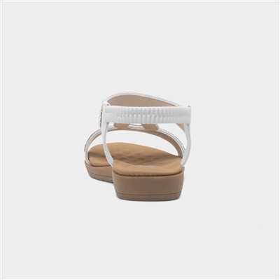 Womens White Diamante Sandal