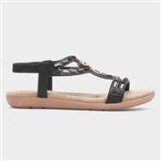 Lilley Womens Black Beaded Strappy Slip On Sandal (Click For Details)