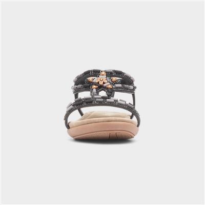 Sapphire Womens Black Beaded Strappy Sandal