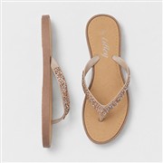Lilley Womens Nude Diamante Toe Post Sandal (Click For Details)