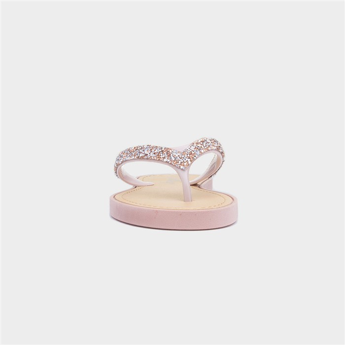 Womens Nude Diamante Toe Post Sandal