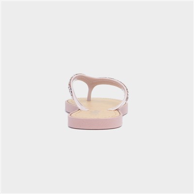 Skye Womens Nude Diamante Toe Post Sandal