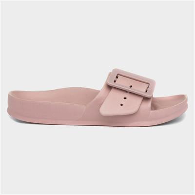 Womens Nude Slider Sandal with Buckle