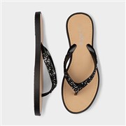 Lilley Womens Black Diamante Toe Post Sandals (Click For Details)