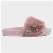 Lilley Womens Pink Faux Fur Slider Sandal (Click For Details)