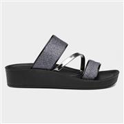 Lilley Womens Black Glitter Wedge Mule Sandal (Click For Details)