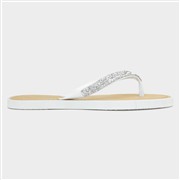 Lilley Skye Womens White Diamante Toe Post Sandal (Click For Details)