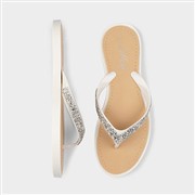 Lilley Womens White Diamante Toe Post Sandal (Click For Details)
