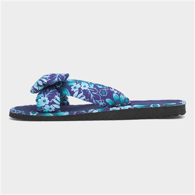 Womens Blue Floral Beach Mule