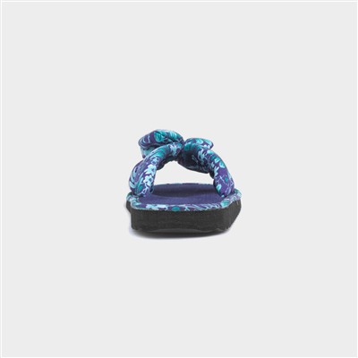 Sadie Womens Blue Floral Beach Mule
