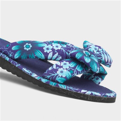 Sadie Womens Blue Floral Beach Mule