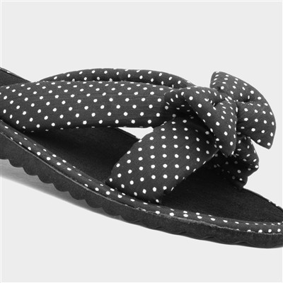 Womens Black Polka Dot Beach Mule