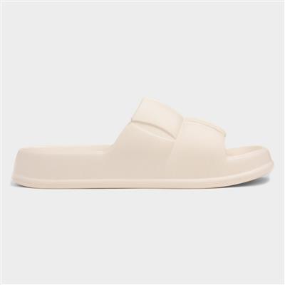 Womens Cream Chunky Slider