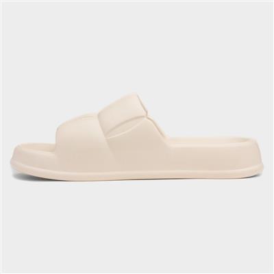 Womens Cream Chunky Slider