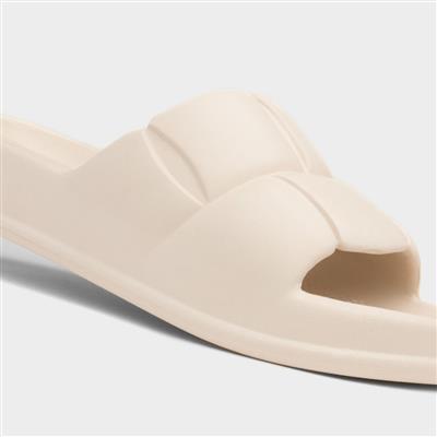 Womens Cream Chunky Slider