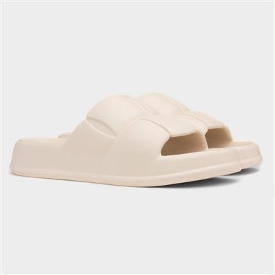 Womens Cream Chunky Slider