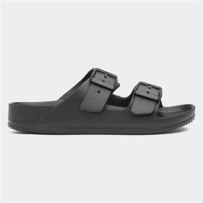 Womens Black Double Buckle Sandal