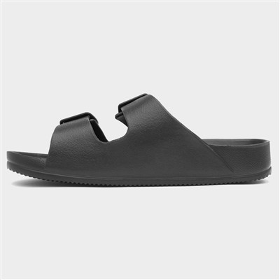 Womens Black Double Buckle EVA Sandals
