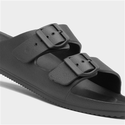 Womens Black Double Buckle EVA Sandals