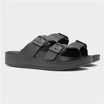Womens Black Double Buckle EVA Sandals