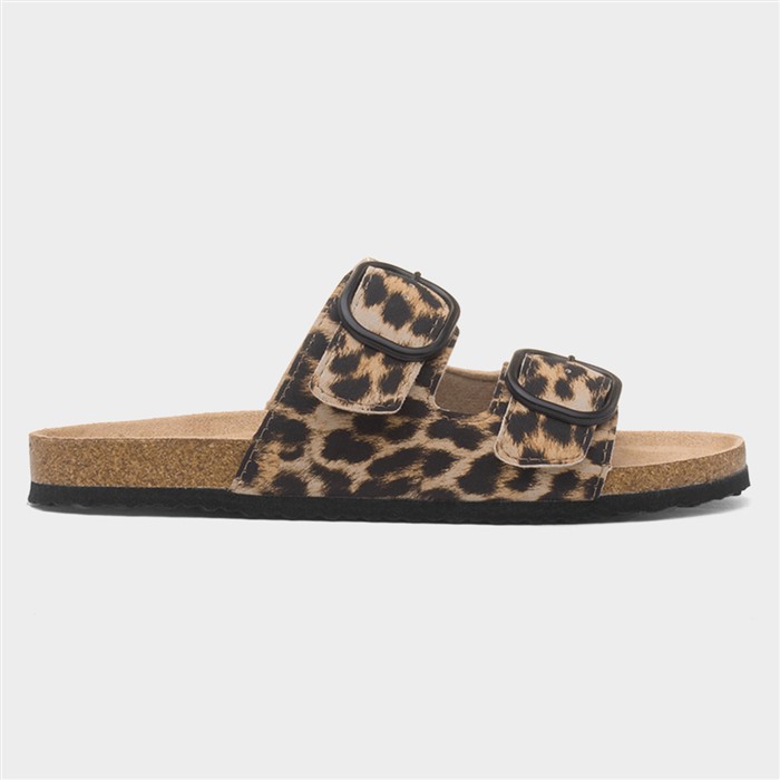 Womens Multi Leopard Print Mule Sandal