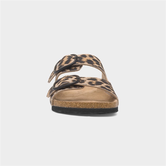 Womens Multi Leopard Print Mule Sandal